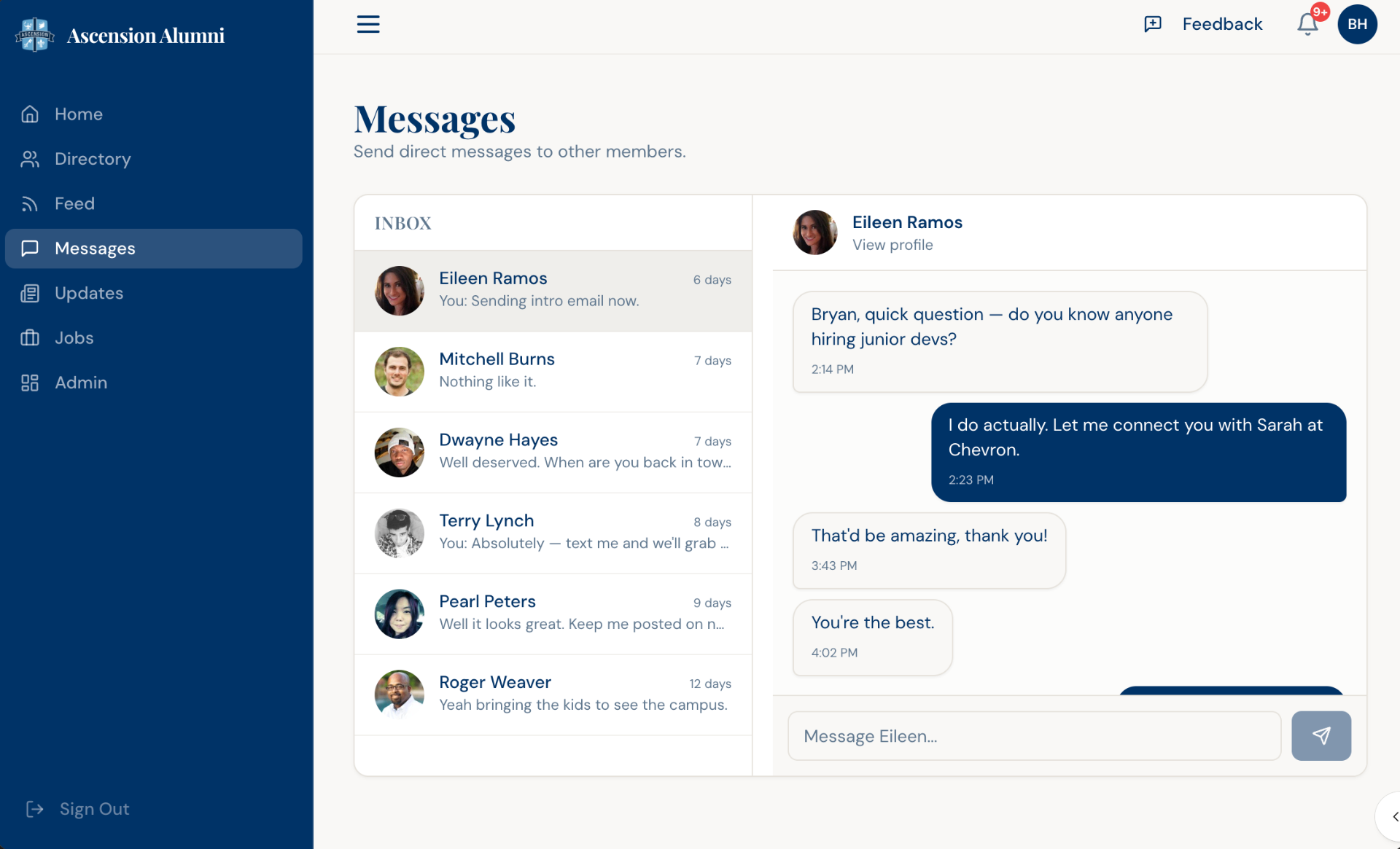 Messages preview